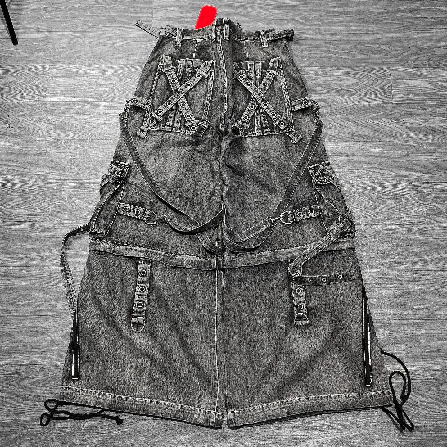 darkwash cyber-goth cargo jeans