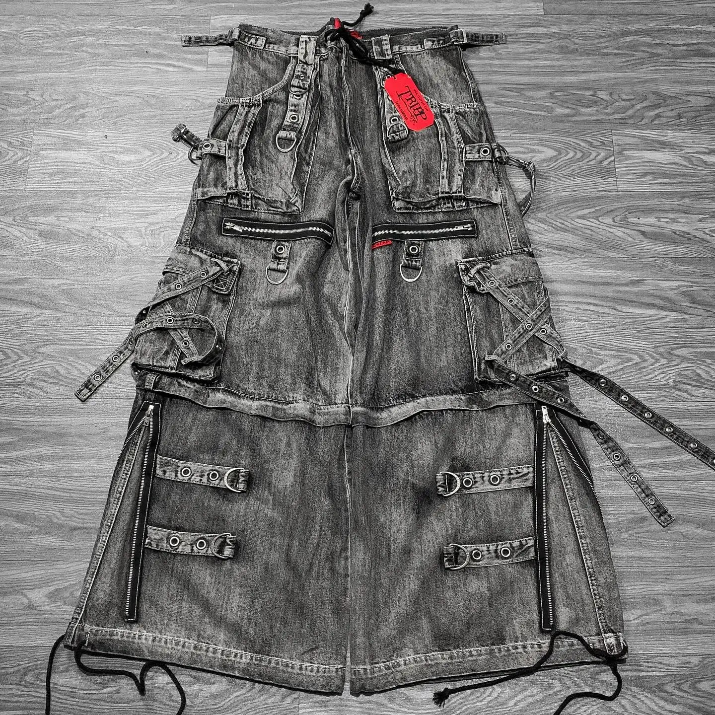 darkwash cyber-goth cargo jeans